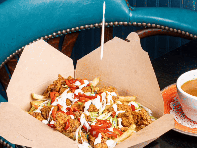 a close up of food on a table