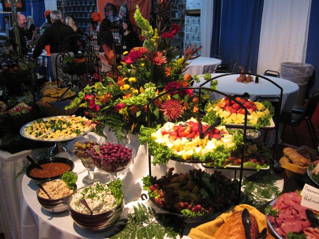 many different types of food on a table