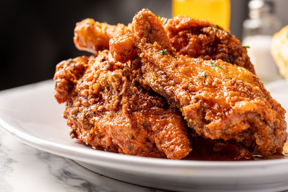 a close up of food on a plate