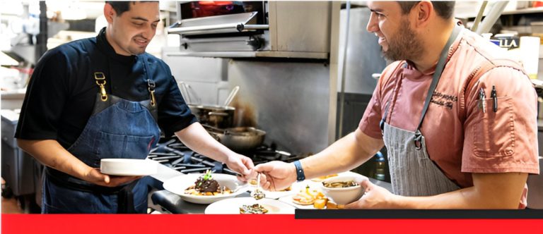 a man preparing food in a kitchen