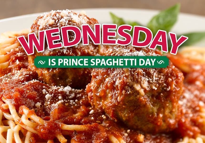 Wednesday is Prince Spaghetti Day • Spaghetti & Two Famous Homemade
