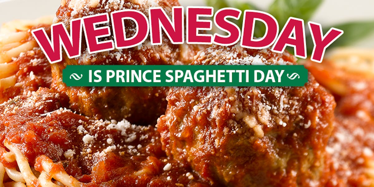 Wednesday is Prince Spaghetti Day • Spaghetti & Two Famous Homemade