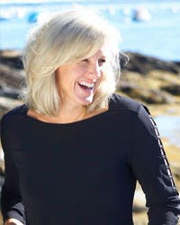 a woman in a black shirt