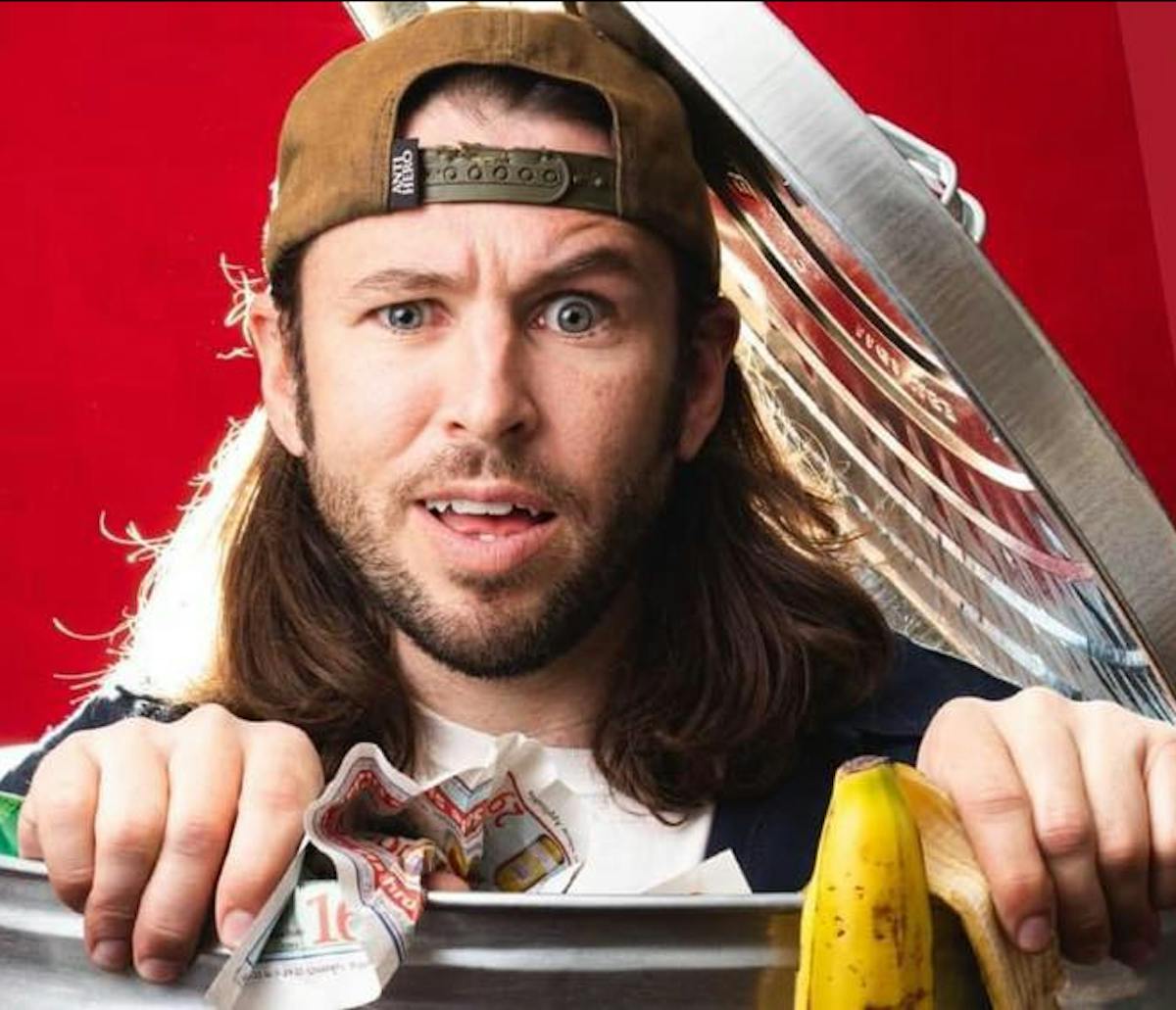 a man holding a banana