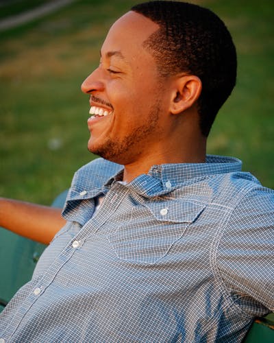 a close up of a man