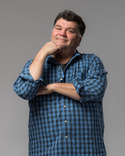 Tony V. in a blue shirt
