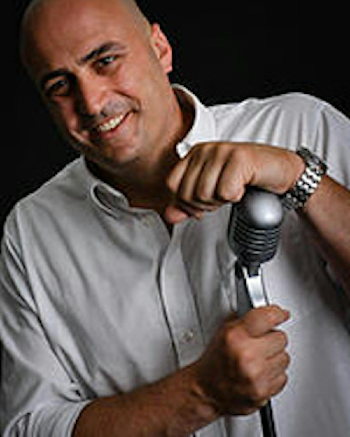 a man holding a microphone