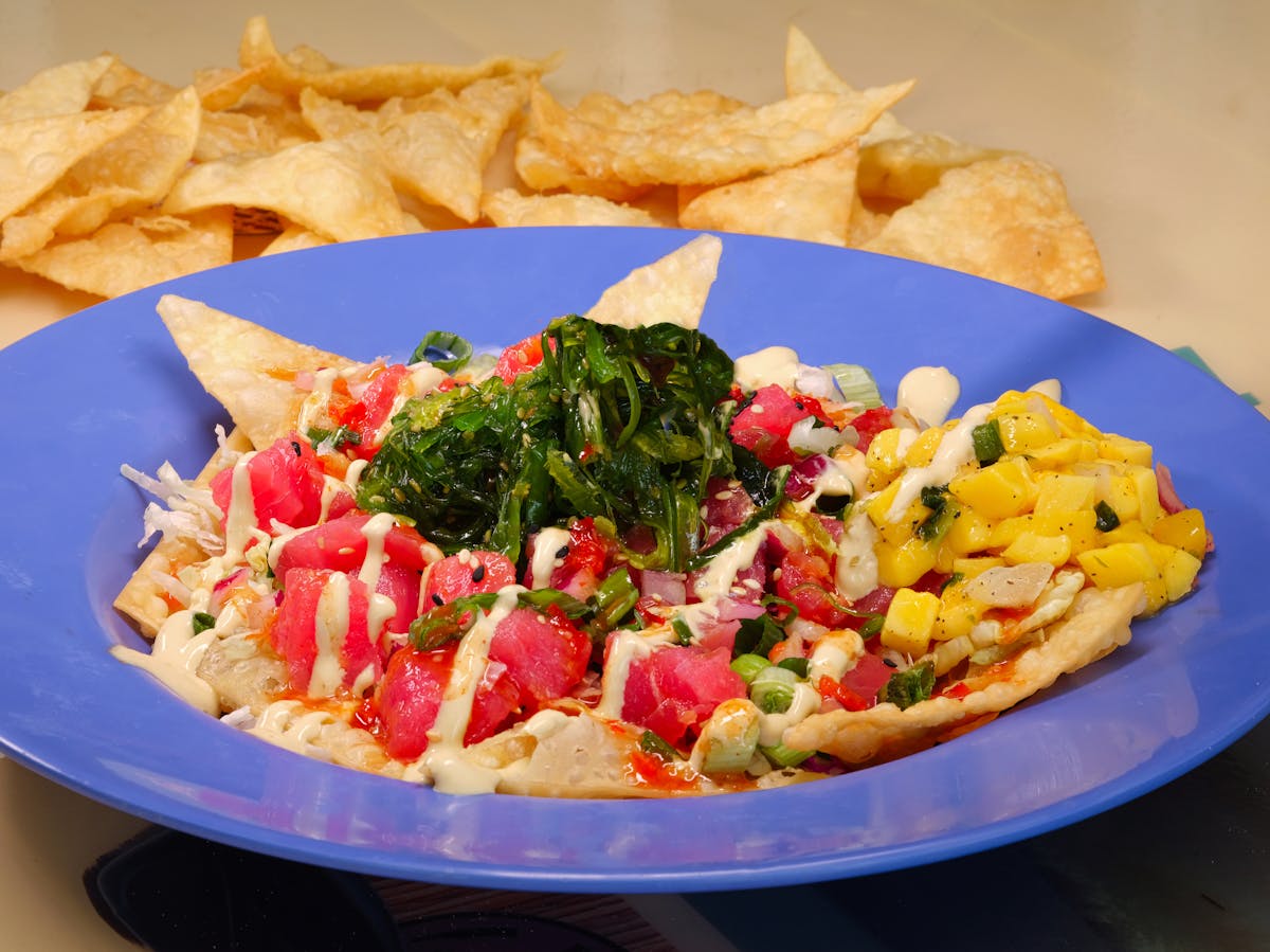 a plate full of food