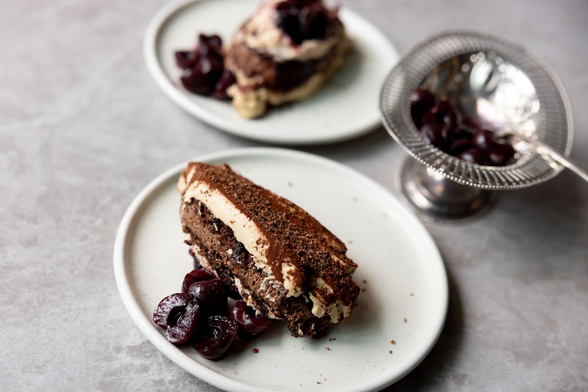 a piece of cake on a plate