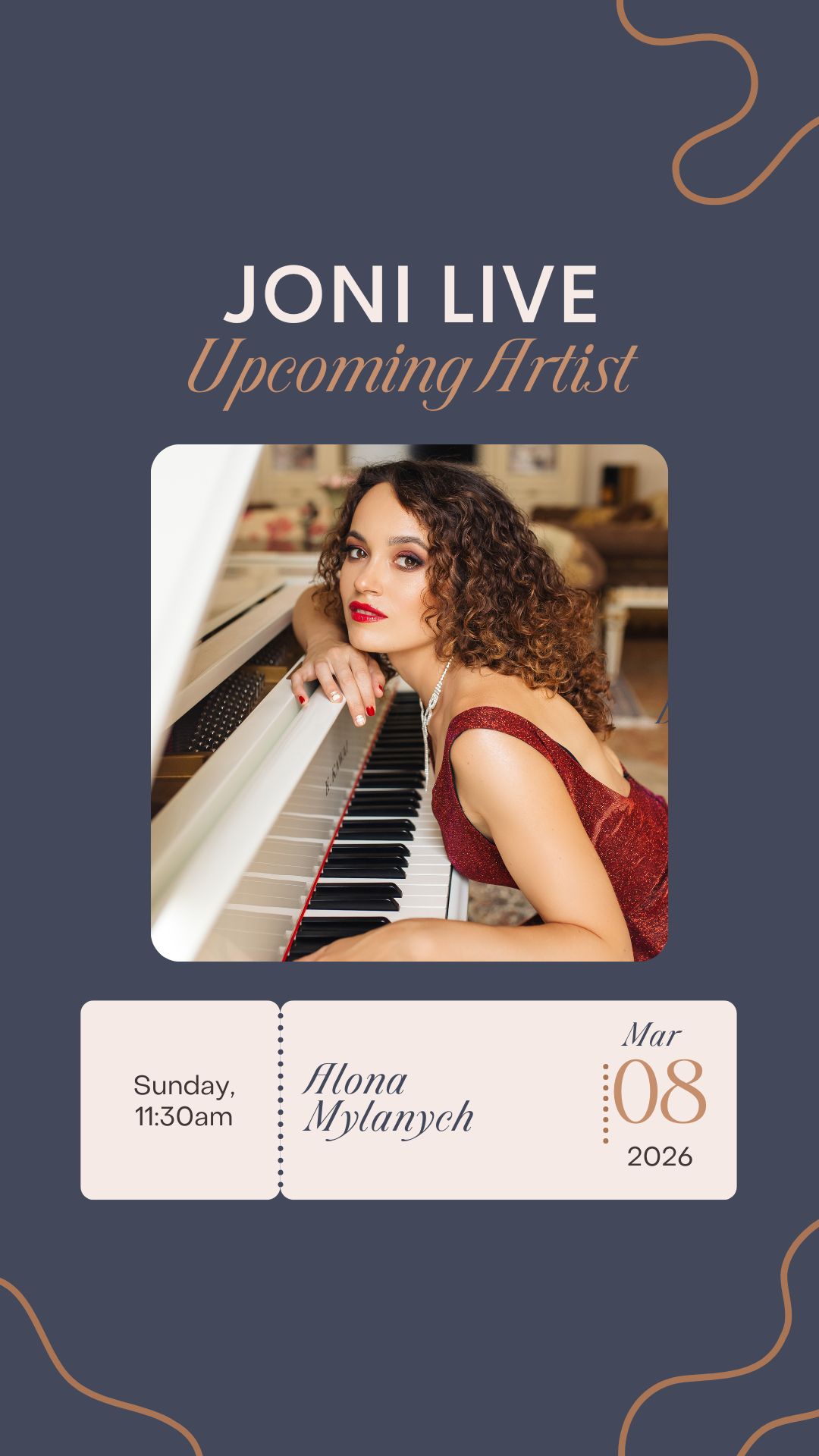 a woman leaning on a piano