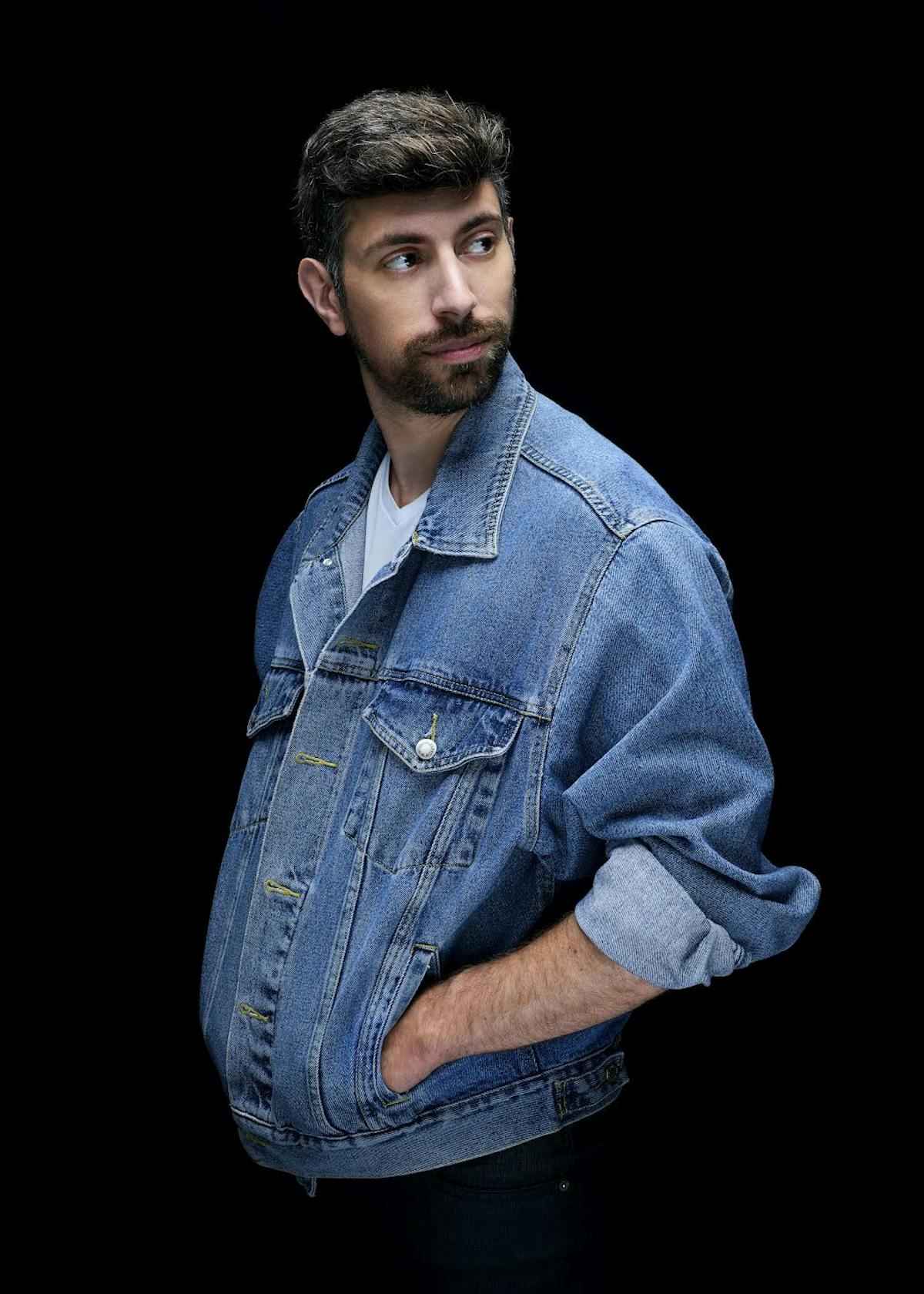 a man wearing a blue shirt