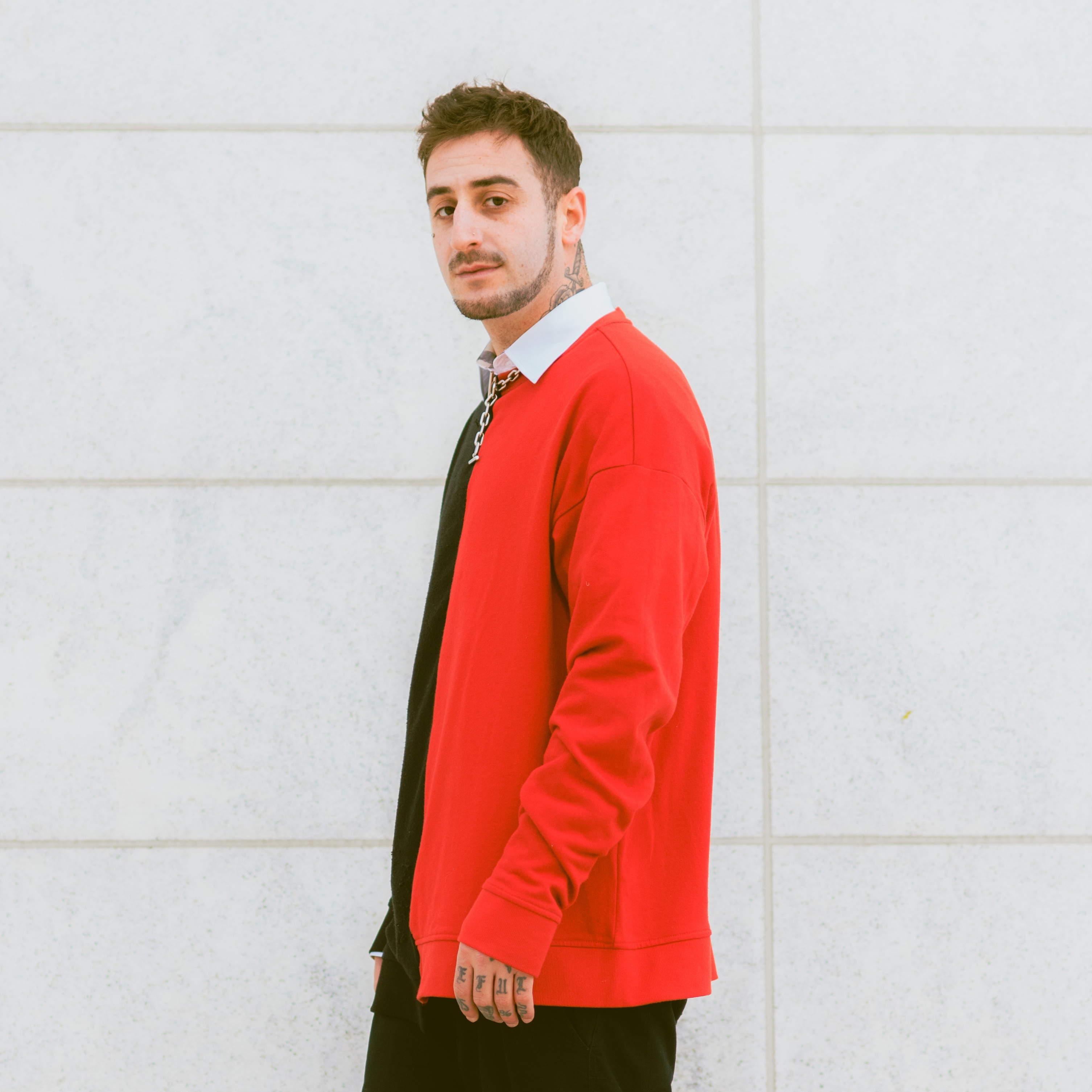 a man in a red sweater