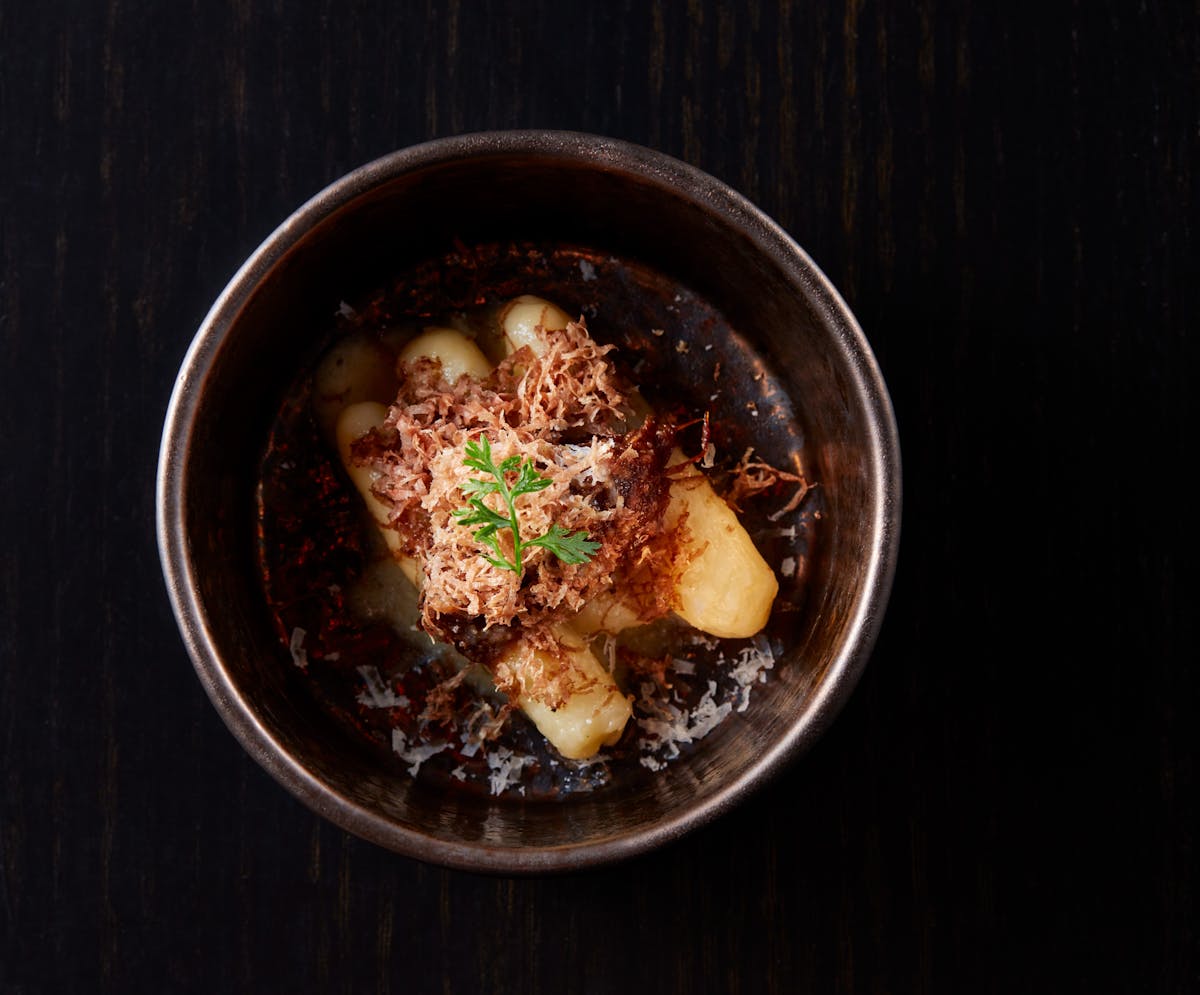 a bowl of food on a table