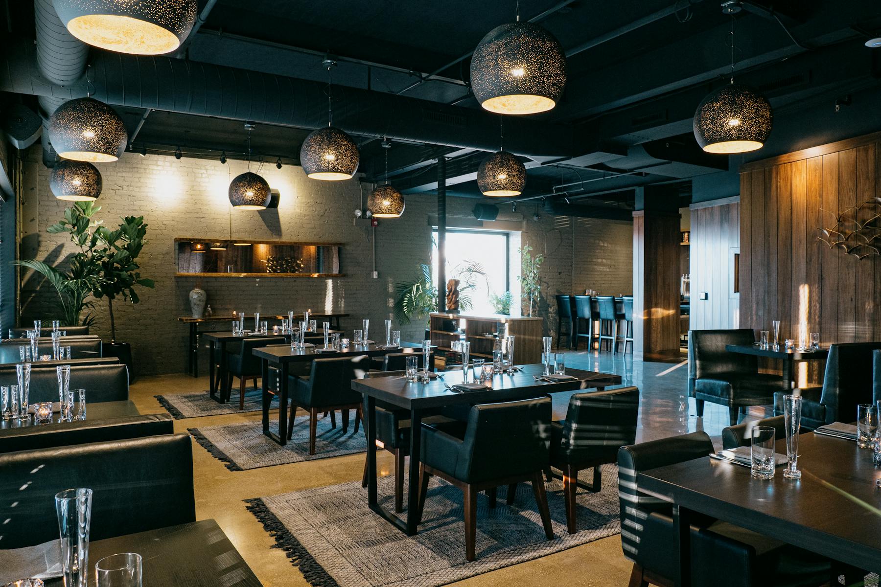 a kitchen with a dining room table