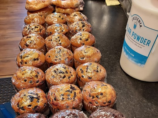 a doughnut sitting on top of a table