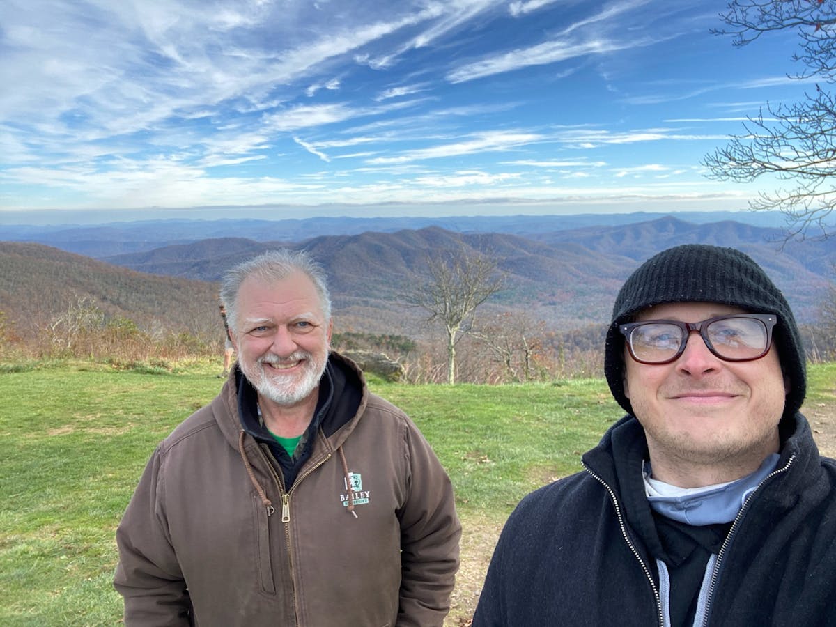 sweeten creek coffee and Brother ride the Blue Ridge Parkway
