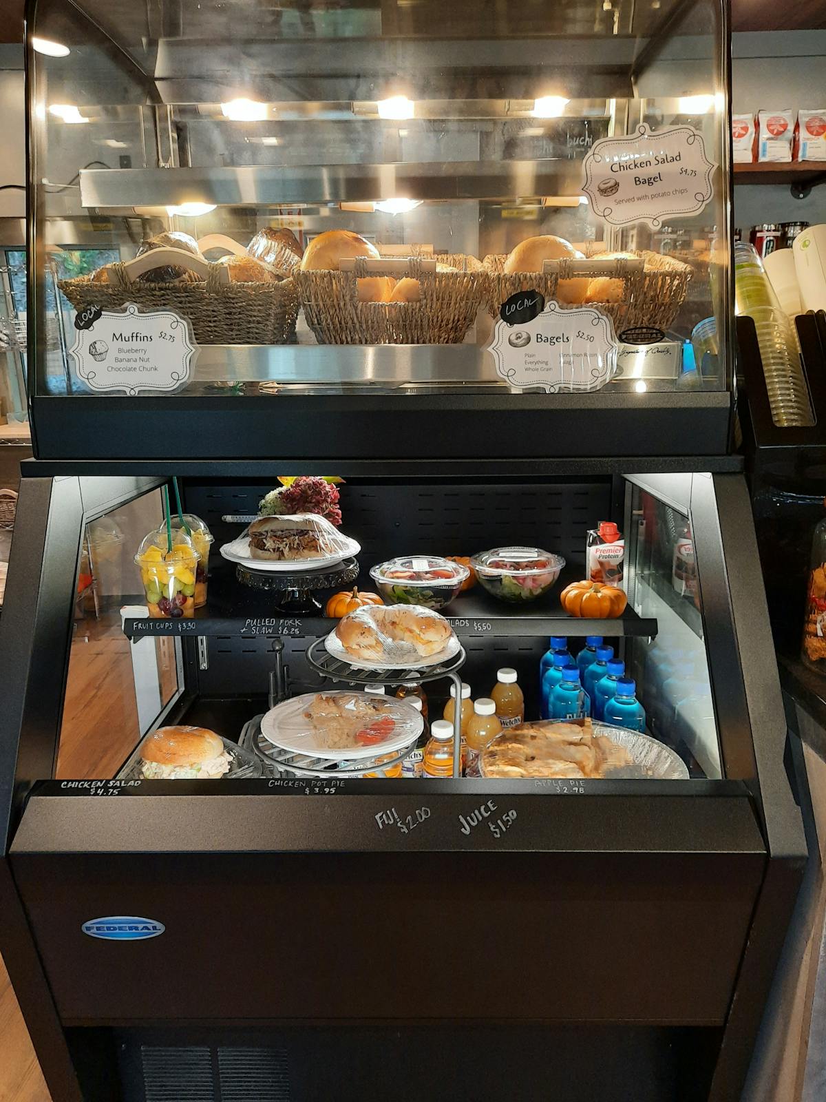 a close up of food on a counter