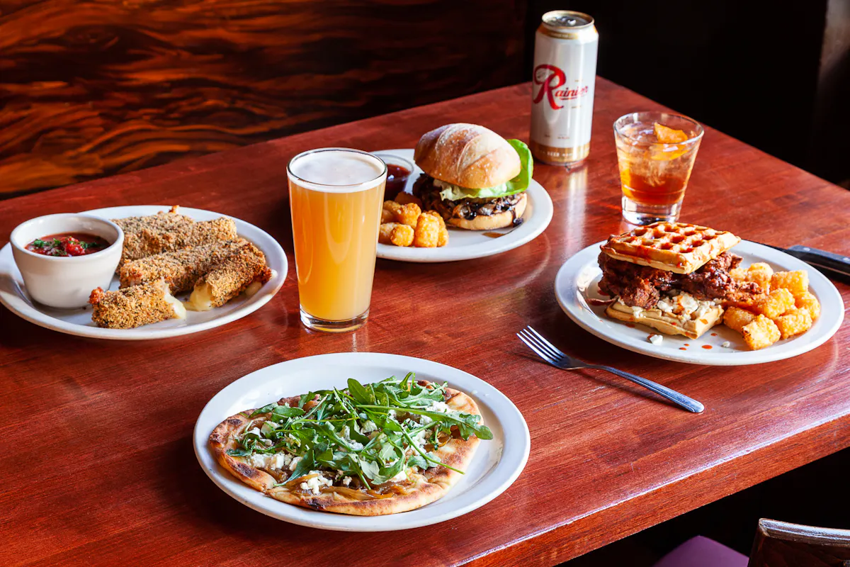 a plate of food sitting on a table