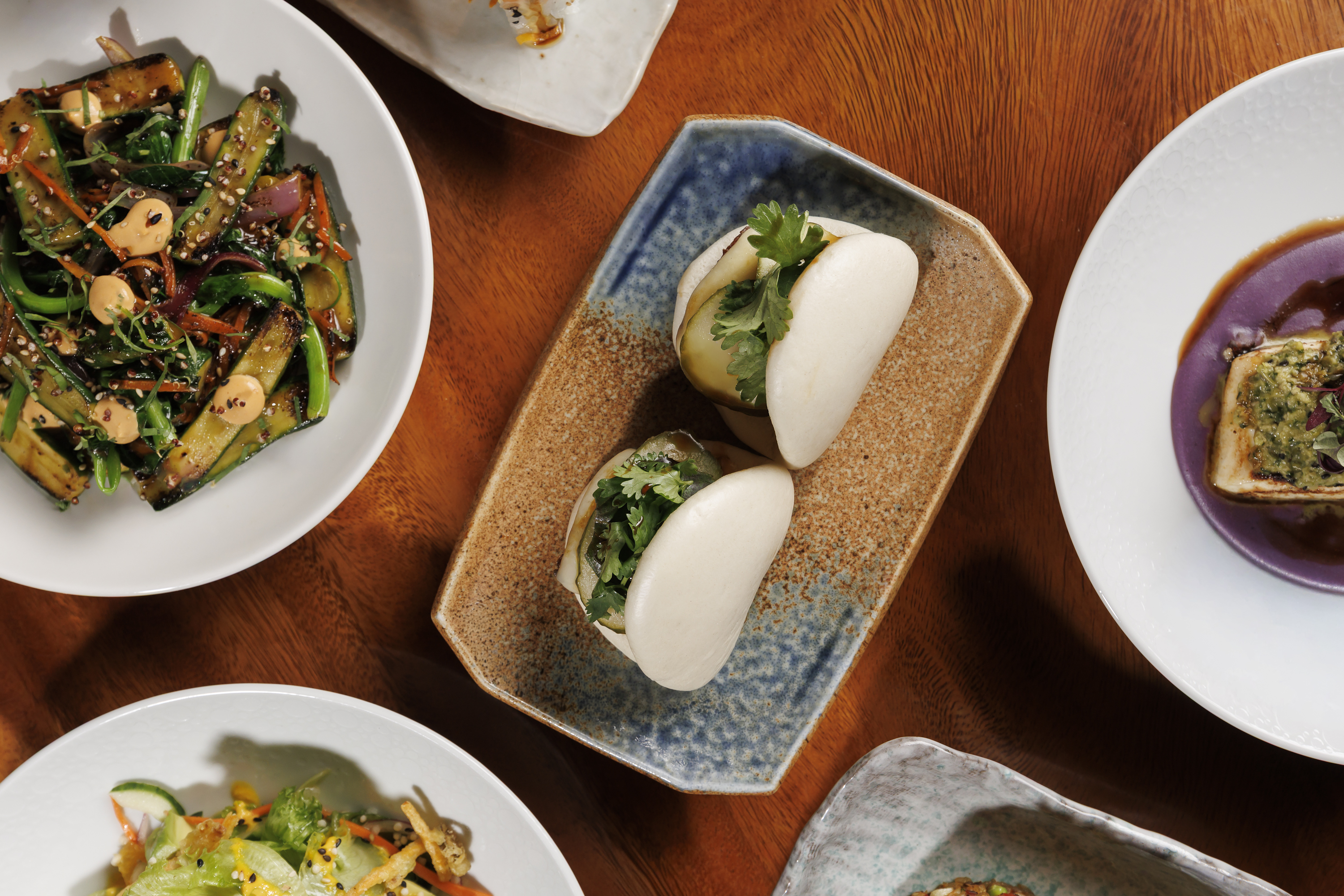 Sweet Potato Buns, Zucchini Itame & Seared Atlantic Halibut