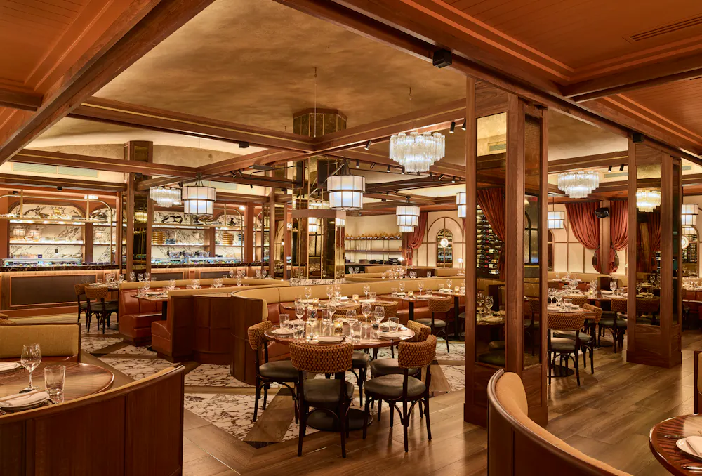 a restaurant with tables and chairs