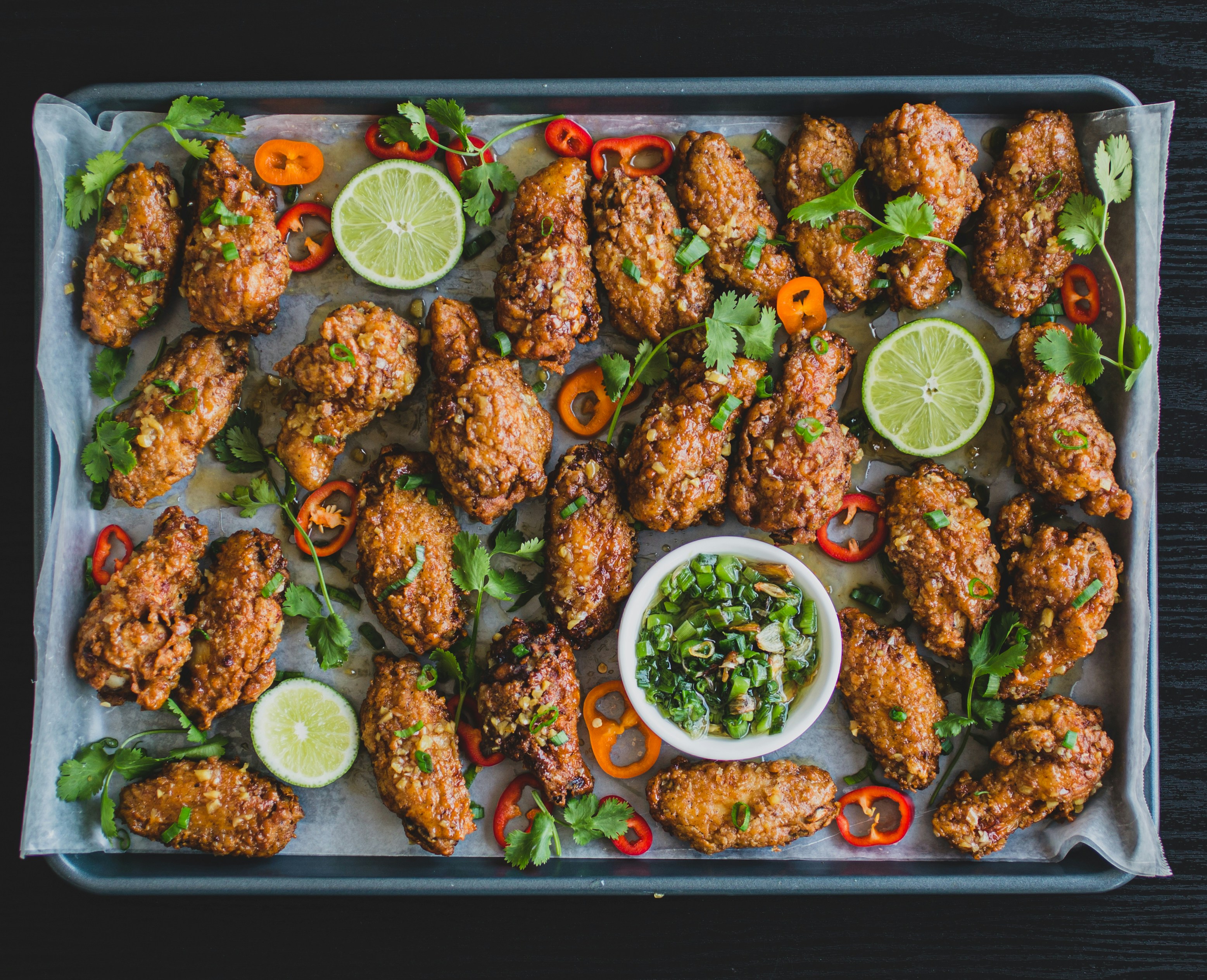a bunch of different types of food