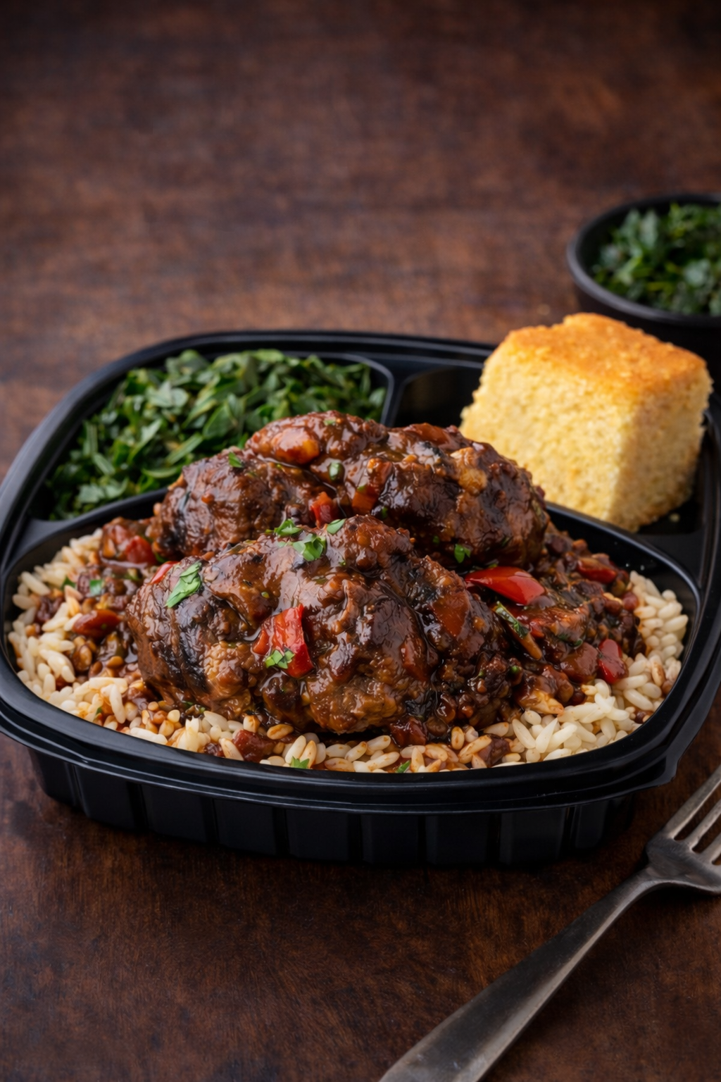 a plate of food with rice meat and vegetables