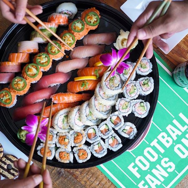 football sushi party platters