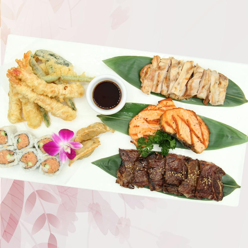 a bunch of different types of food on a plate