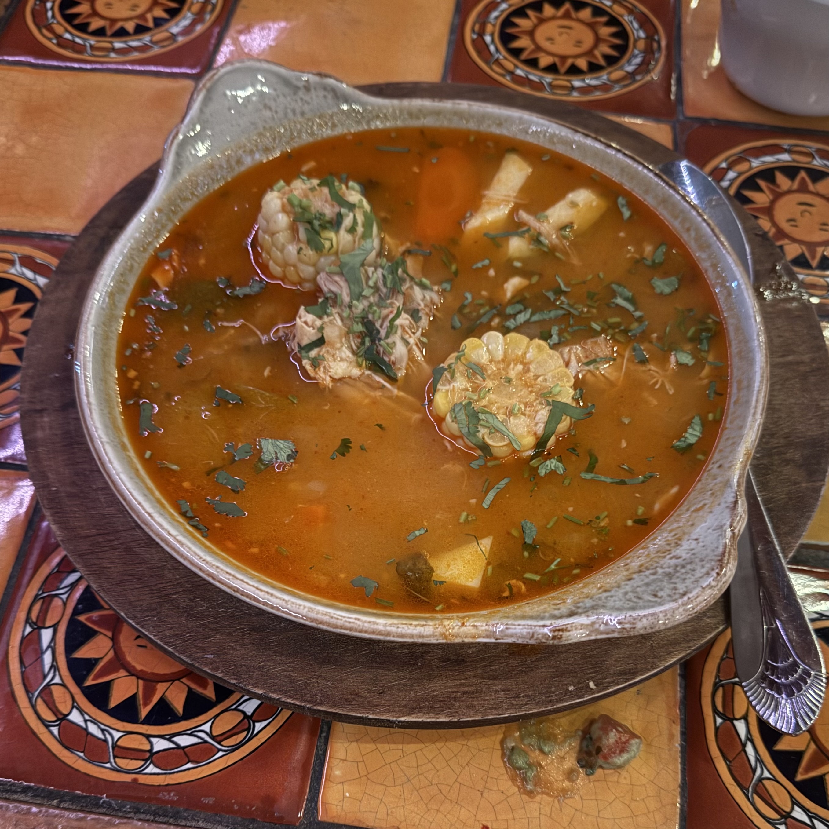 a bowl of soup on a table