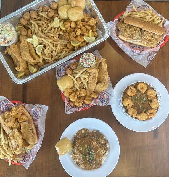 Whole Menu Cork's Cajun Fried Fish & Shrimp Seafood Restaurant in Baton Rouge, LA