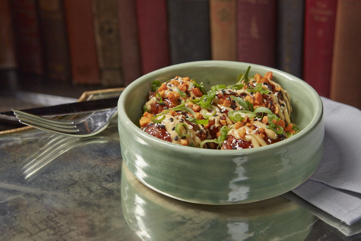 a bowl of food on a table