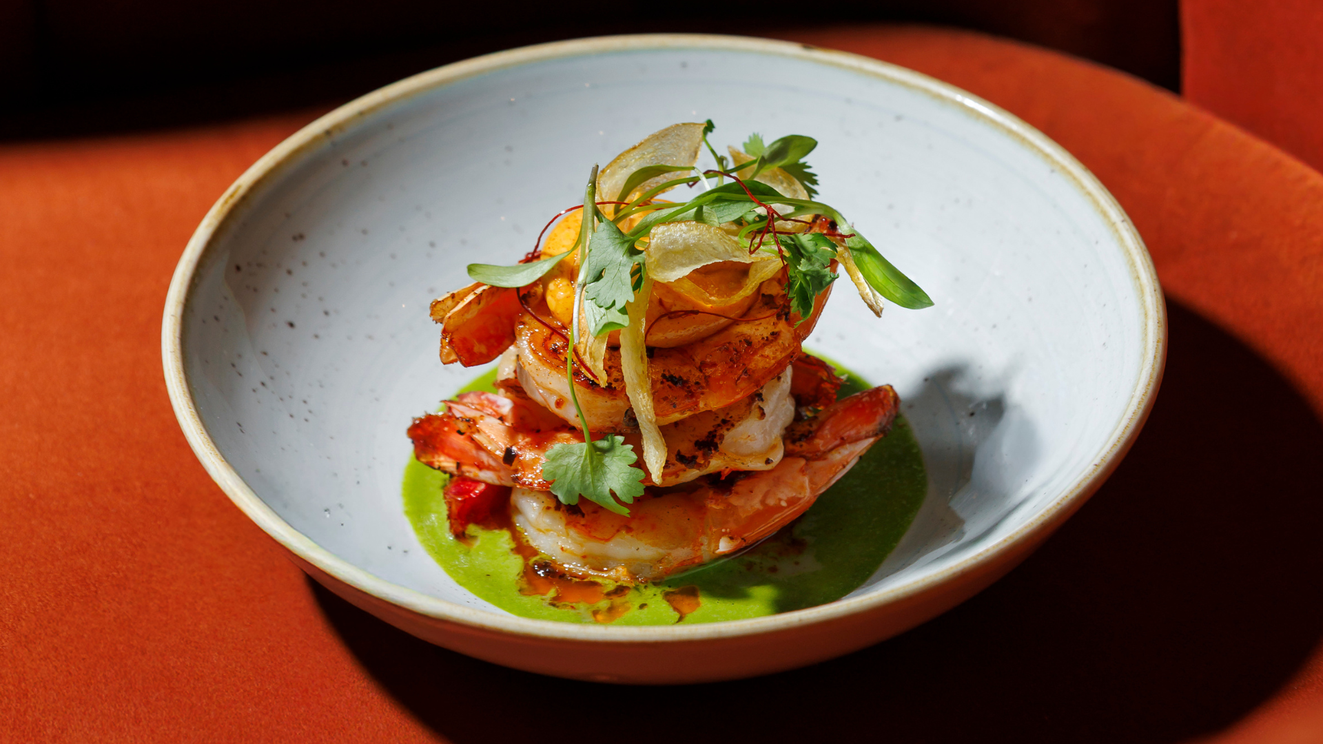 Wild Gulf Shrimp  green mojo, pimentón, fingerling chips