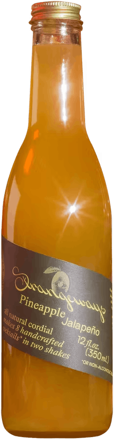 a bottle and a glass of orange juice