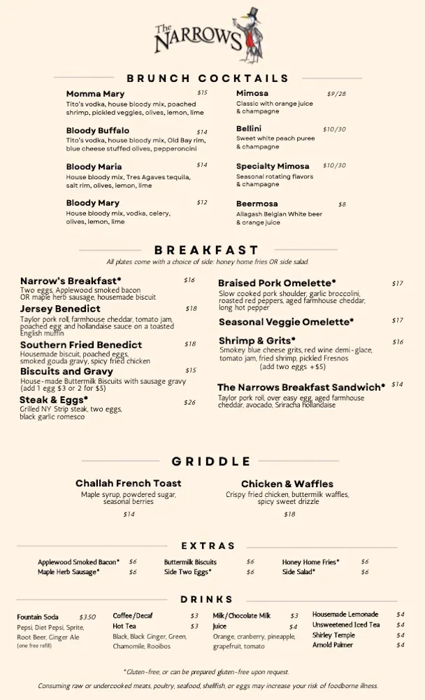 a menu of a restaurant