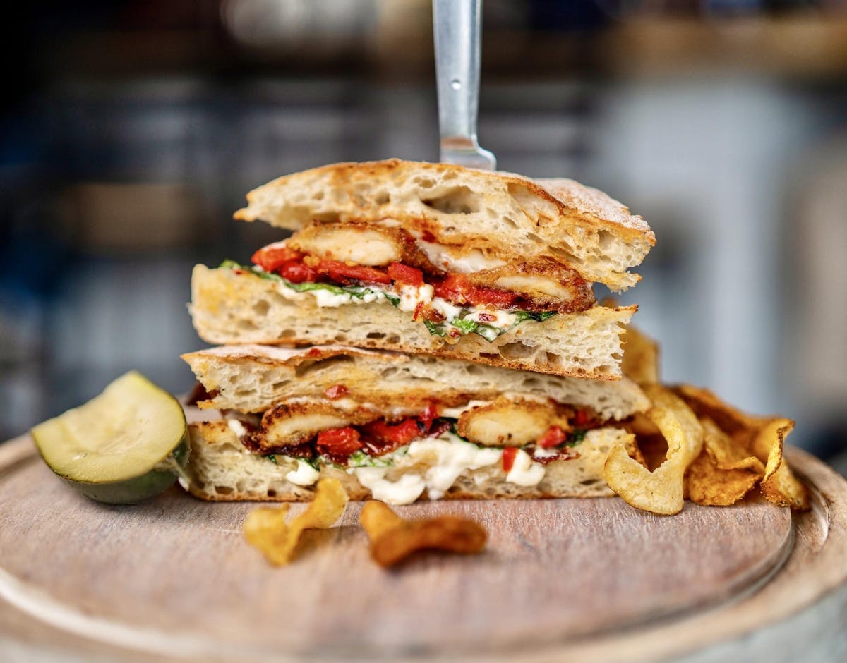 a close up of a sandwich on a plate