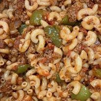 a dish is filled with food