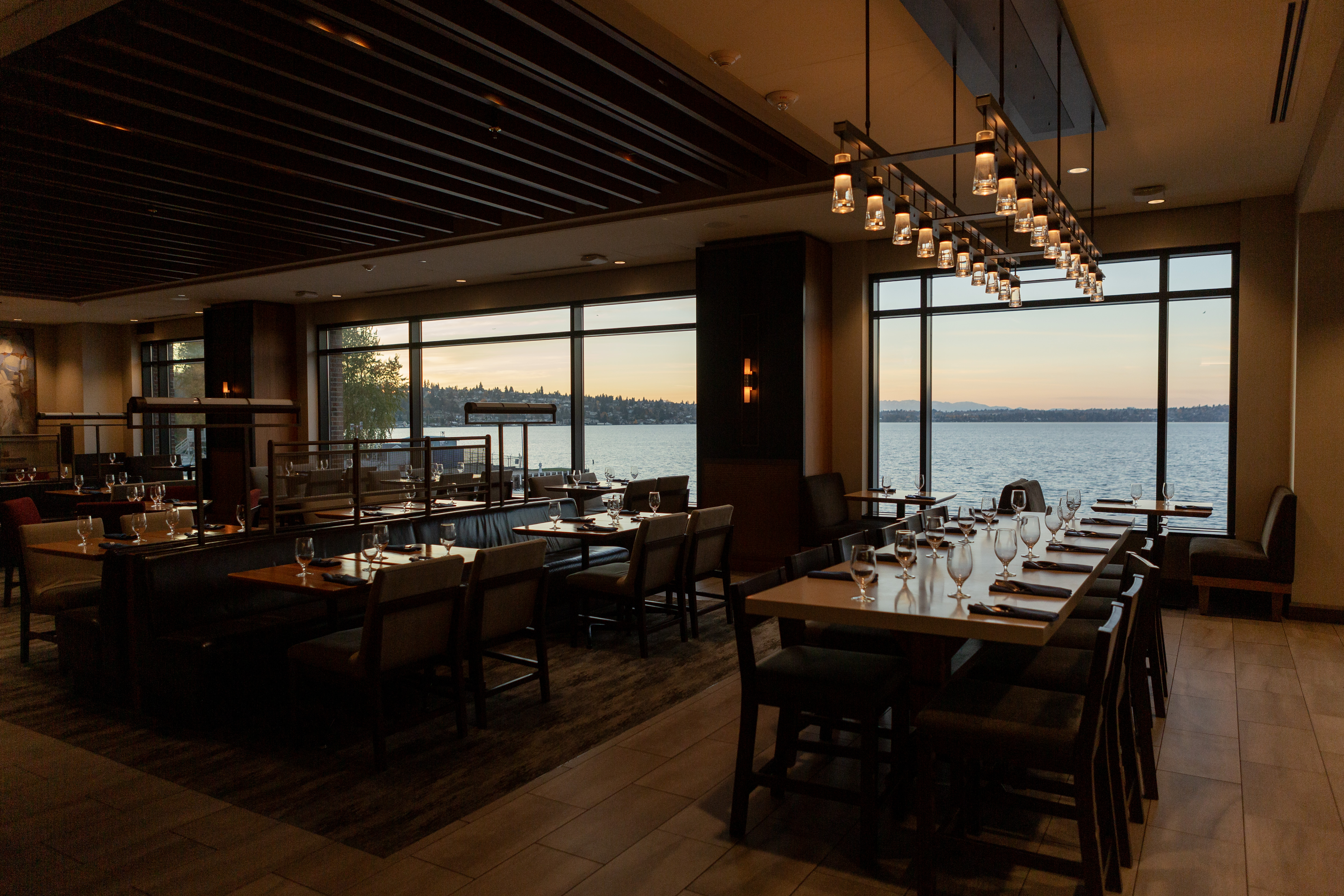 a room filled with furniture and a large window