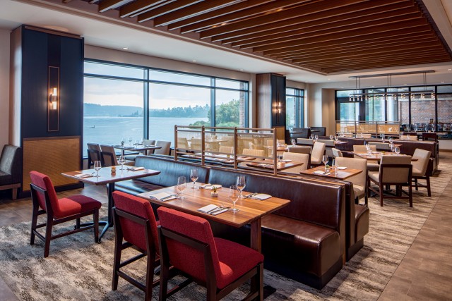a restaurant with tables and chairs