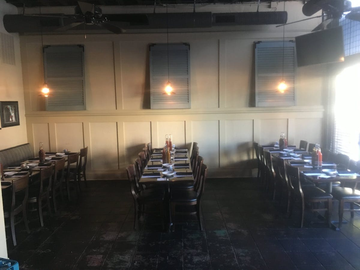 a dining room filled with furniture