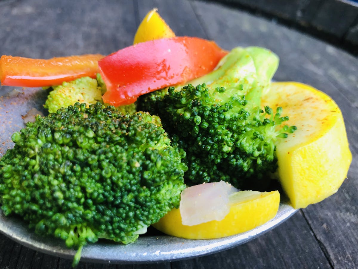 a plate topped with vegetables