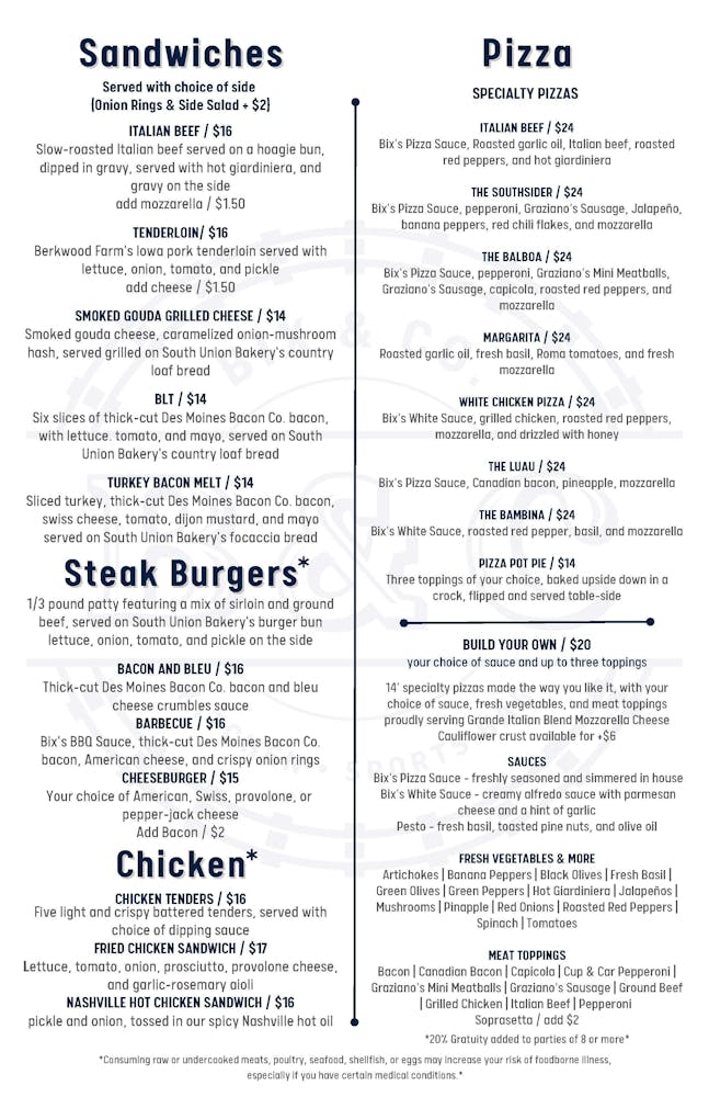 Menus Bix & Co. in West Des Moines, IA