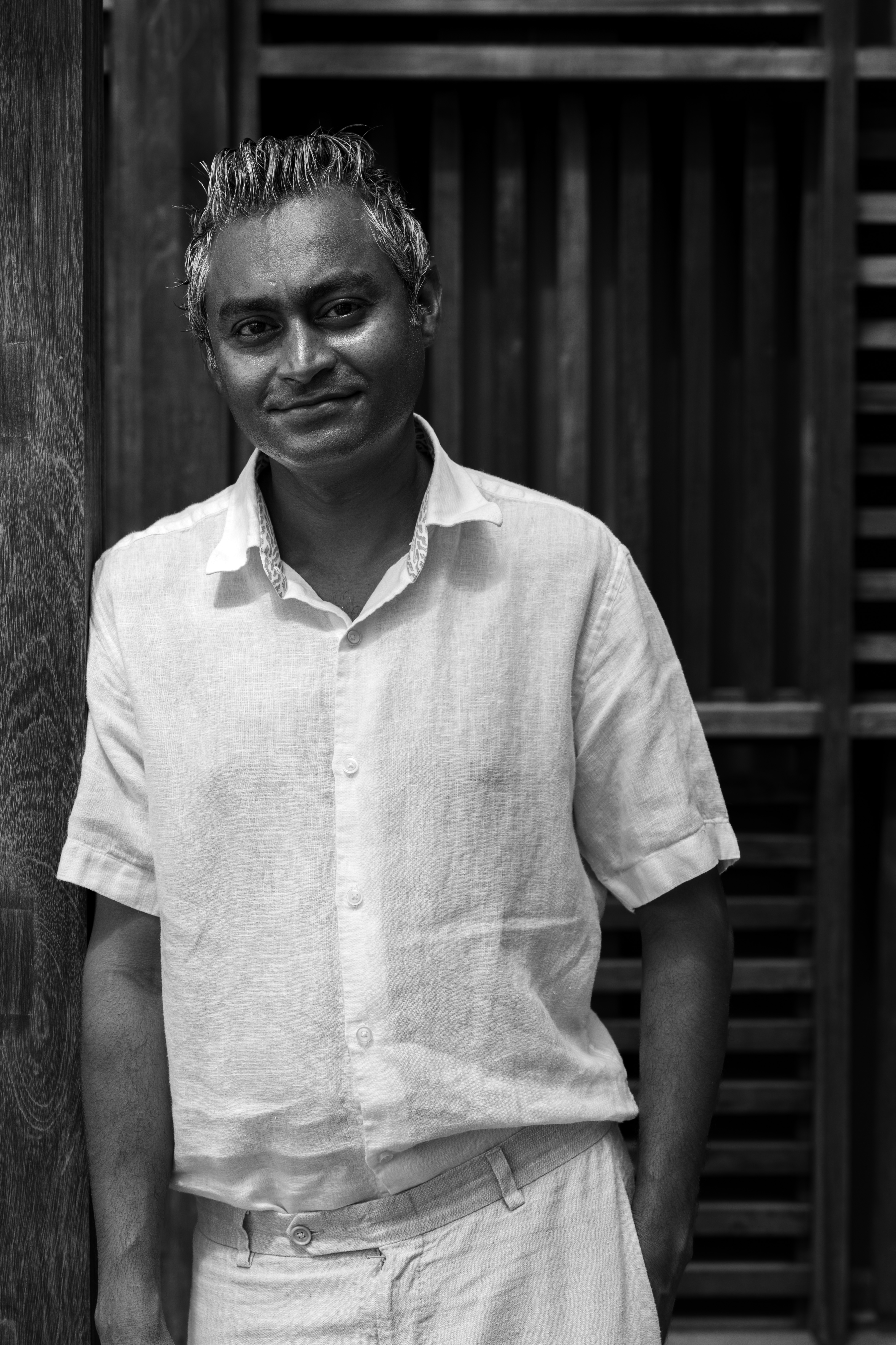 a man in a white shirt