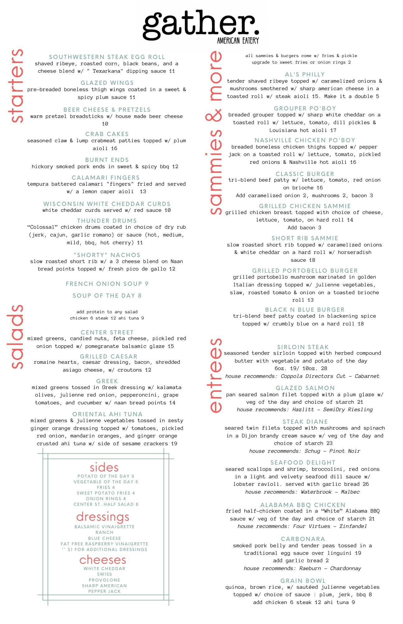Gather By Gallo Menu Gallo Restaurants In Lewiston Ny Gather By Gallo Menu Gallo Restaurants In Lewiston Ny