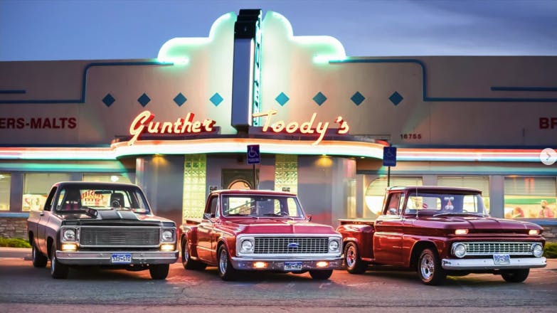 a car parked in front of a building