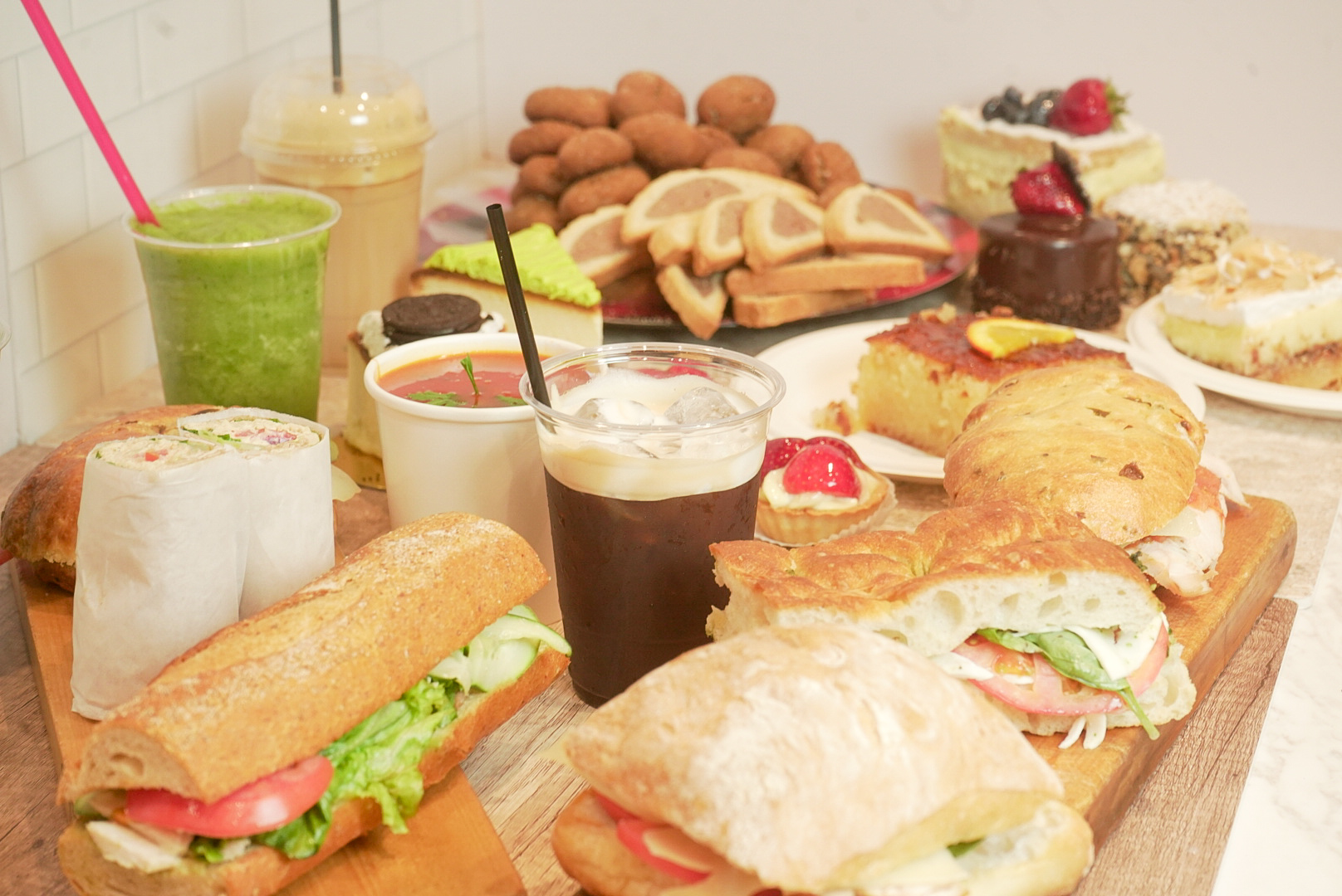 a cut in half sandwich sitting on top of a table