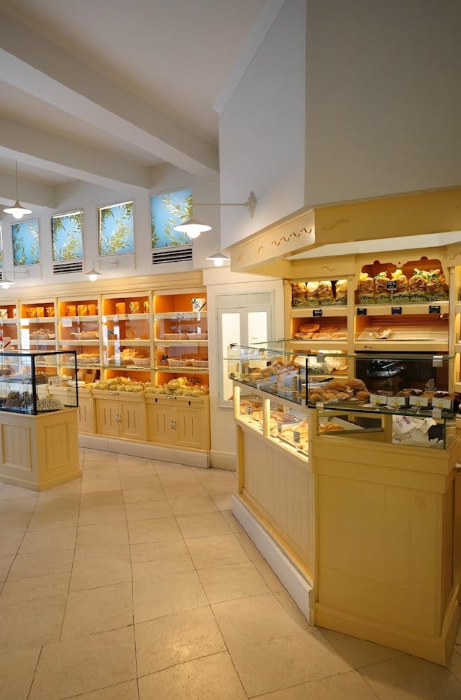 a chair sitting in front of a building