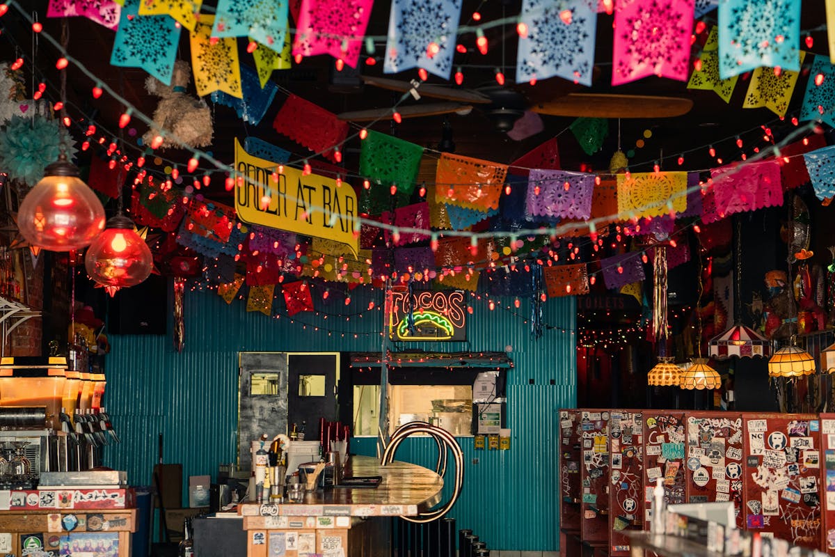 a store front at night