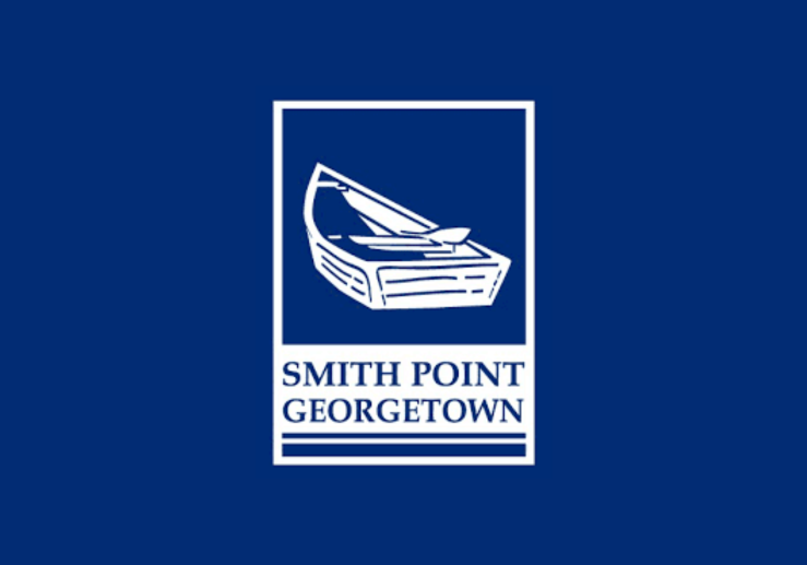 a blue and white logo