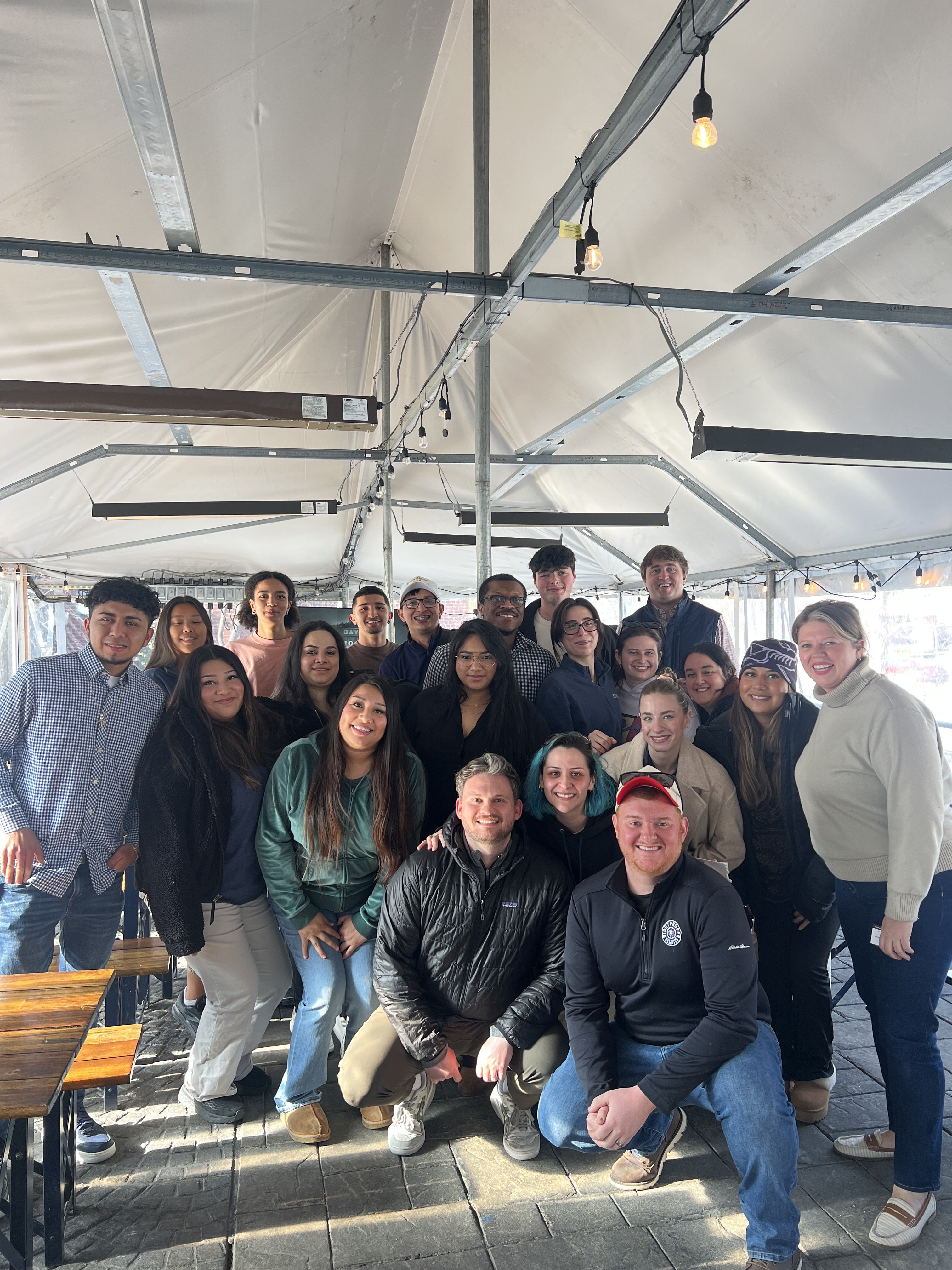 a group of people standing together