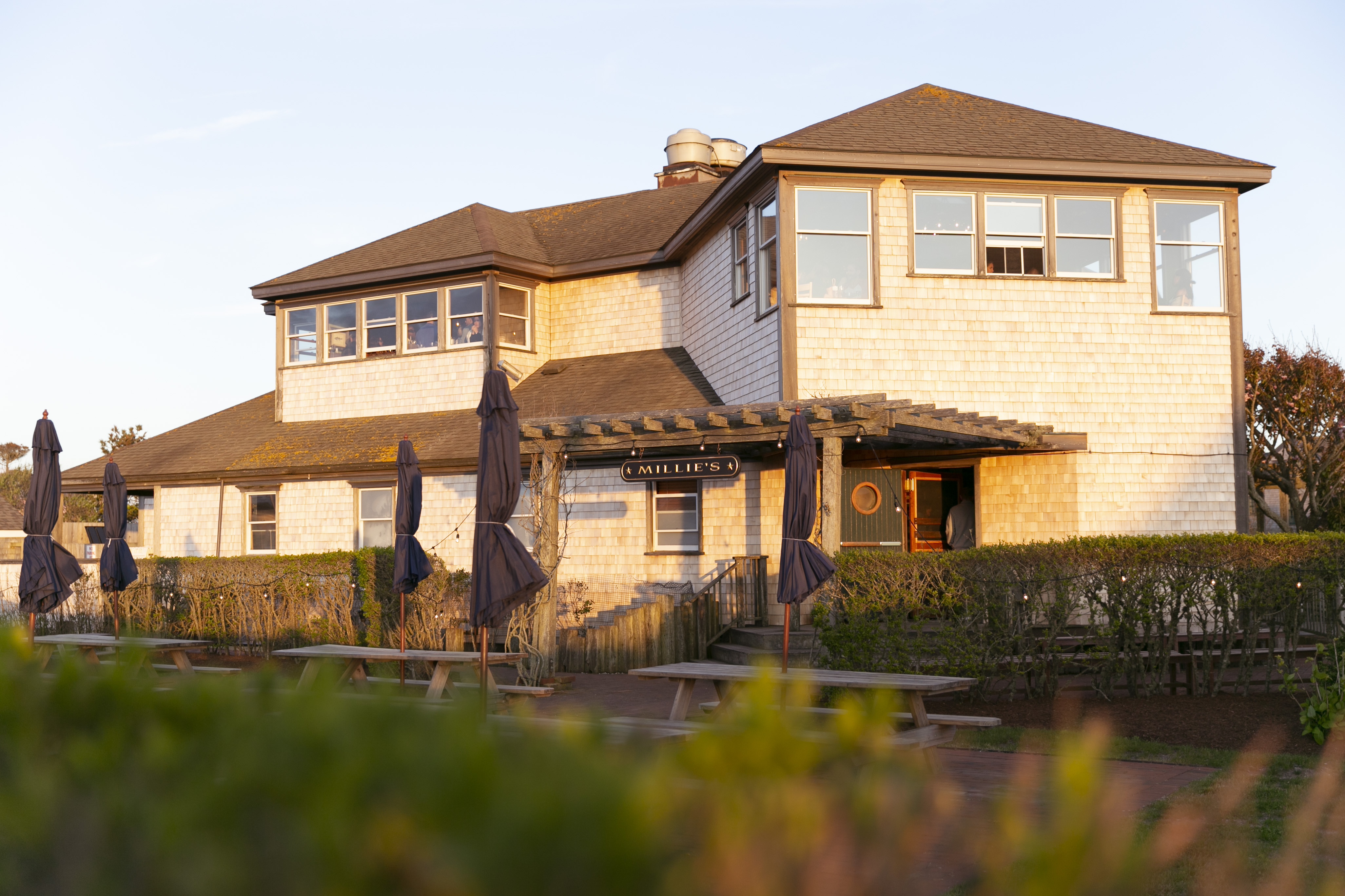 The exterior landscape shot of Millie's in Nantucket